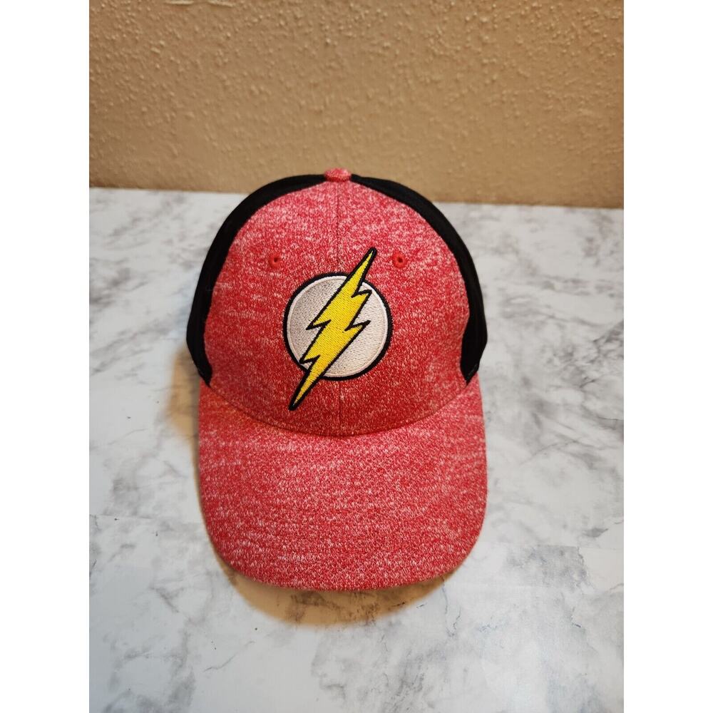 Six Flags Justice League The Flash Yellow‎ Logo Red- Black Hat Cap